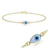 Gold Plated Evil Eye Silver Bracelet BRS-203-GP